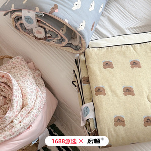 Warm Life Reversible Cotton <b>Quilt</b> Double Layer Gauze Summer Air Conditioning Blanket For Children Printed Cartoon Design - Product Image 4