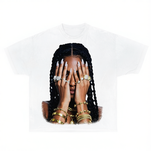 T-Shirt Oversize con Stampa Grafica JEWELS, Stile Streetwear Y2K, Collo Tondo, Manica Corta, 100% Cotone, Maglietta da Donna - Product Image 1