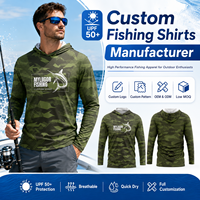 Camisa de Pesca Elástica en 4 Direcciones con Protección Solar y Logotipo Personalizado, Camisa de Pesca Sublimada de Manga Larga Flexible con Capucha y Protección UPF