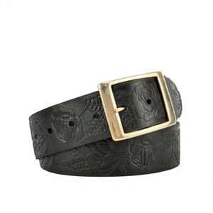 Cinturón de Cuero Genuino para Hombre, Ligero, Casual, con Hebilla de Calavera de Acero, Longitud/Ancho Personalizables, Diseño Sólido, Unisex - Product Image 3