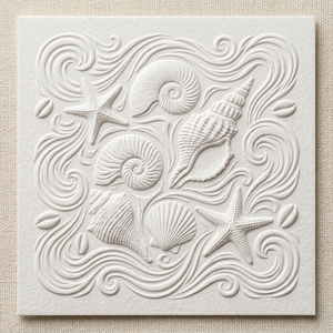 Invitations <span class=keywords><strong>de</strong></span> <span class=keywords><strong>mariage</strong></span> Coquillage Vague Océanique Gaufrée Crème Carte Épaisse Plage Personnalisée Luxe Sur Mesure OEM Impression en Gros - Product Image 1