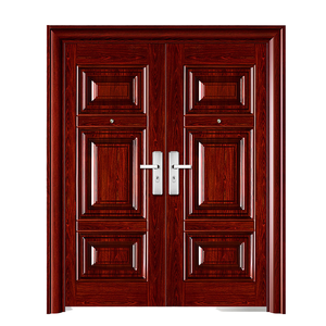 Porte composite acier-bois polymère finie, fournie directement par l'usine, porte en acier à grain de bois imperméable pour entrée principale de maison - Product Image 1