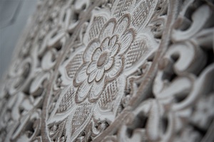INNOVA Vintage Rustique <span class=keywords><strong>Fleur</strong></span> <span class=keywords><strong>Lotus</strong></span> Sculpture Sur Bois Panneau Maison Tenture <span class=keywords><strong>Murale</strong></span> Décor - Product Image 5