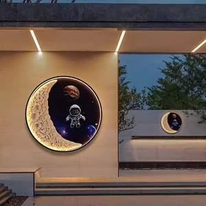 <span class=keywords><strong>Lampe</strong></span> murale solaire extérieure en aluminium, motif lune, à brancher, trois couleurs, pour jardin, écran mural, fond, nouveau style, ciel étoilé - Product Image 5