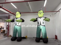 Monstre vert gonflable géant, modèle de zombie effrayant avec éclairage pour la publicité intérieure d'Halloween