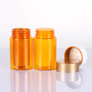 Customized Yellow Transparent Capsule Bottle Pharmaceutical Packaging PET <b>Plastic</b> For Health Products With Screw Cap - Product Image 3