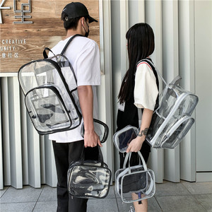 Zaino da esterno impermeabile trasparente in PVC trasparente da viaggio per bambini Unisex con cerniera borsa da donna con lettera per ragazze zaino a spalla - Product Image 6