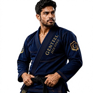 Kimono de BJJ Azul Marino para Hombre, Corte Regular, 100% Algodón, Tejido Perlado, Logotipo Bordado, Uniforme de Jiu Jitsu Resistente - Product Image 1