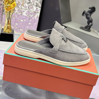 Chaussures décontractées unisexes en cuir de mouton véritable, chaussures élégantes de printemps pour hommes et femmes, sabots et mules confortables