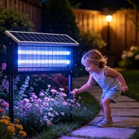 Piège à insectes solaire 18W avec lumière LED violette et capteur automatique crépusculaire, rechargeable par USB
