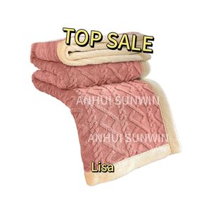 Manta de forro polar de Sherpa de 2 capas personalizada, manta de Sherpa suave de piel fluida bordada con logotipo personalizado para Festival, regalo de Navidad - Product Image 5