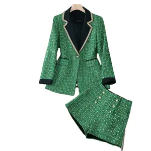 New long sleeve button set High quality two-piece women's Blazer and trousers set office wear for women