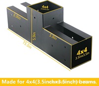 Kit de supports de pergola robustes, connecteur d'angle en acier à 4 voies, base de poteau pour bois de construction standard 4x4, quincaillerie pour gazebo et pavillon