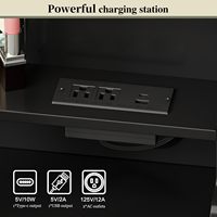 Tocador de Maquillaje de Lujo con Espejo LED, 8 Cajones de Almacenamiento y Estantes con Enchufe para Dormitorio