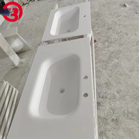 Meuble sous lavabo double style Corian | Cuvette de bain à surface solide | Plateau intégré de 20mm