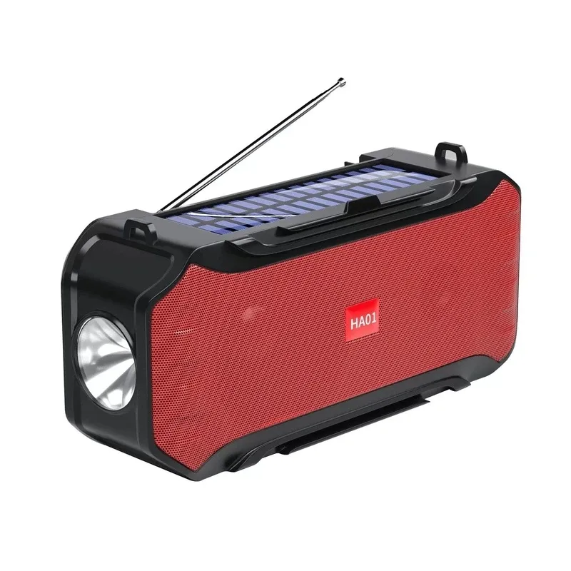 Sıcak satış HA01 kablosuz hoparlör güneş şarj ile açık taşınabilir FM radyo flaş ışıklı fener tf kart müzik çalma
