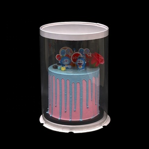 hot sale luxury round clear Cake boxes packaging Wholesale PVC plastic transparent wedding cake box