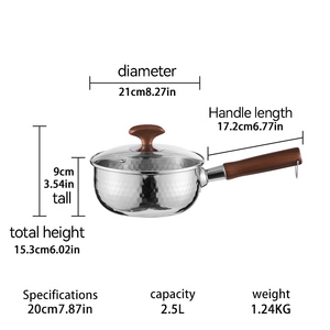 Cacerola japonesa Yukihira Nabe de 3 capas de acero inoxidable 18/8 profesional de gama alta con tapa y mango de madera, <span class=keywords><strong>olla</strong></span> lista para inducción - Product Image 6