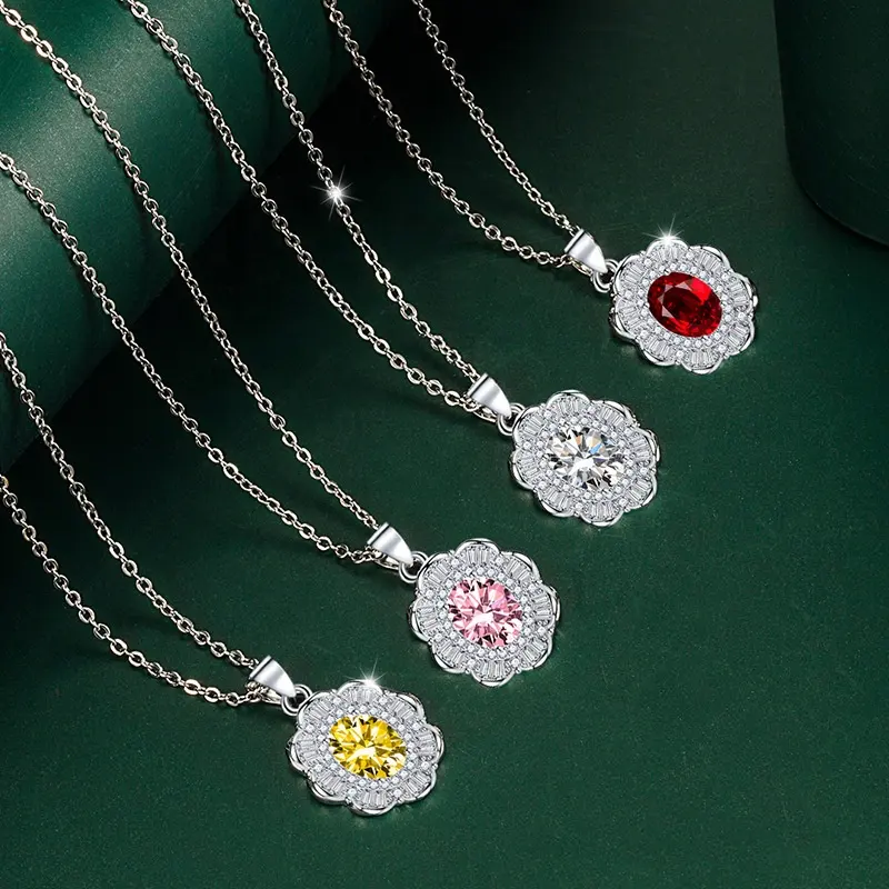 Fashion Ruby Pendant Color Big Gem Flower Pendant Fashion Oval Necklace Accessories Jewelry