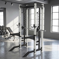 Rack de Potencia Comercial con Máquina Smith Integrada, Estructura de Acero para Entrenamiento de Fuerza en Gimnasio