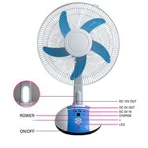 Ventilateur solaire de 16 pouces de bonne qualité avec éclairage LED, sortie USB, rechargeable, certifié CE, avec minuterie pour la maison et la table, modèle TA14 Solar Ac - Product Image 5