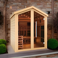 Ruang Sauna kubus luar ruangan dilengkapi dengan kompor pembakar kayu dan terbuat dari kayu Hemlock, cocok untuk 2 hingga 4 orang untuk digunakan.