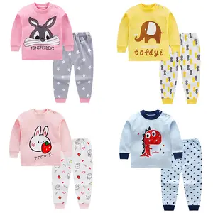 Toptan çocuk pijama setleri yeni % 100% pamuk 2 adet pijama setleri rahat unisex pijama setleri