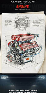 Super Car V8 F1 Simulate Turbine Engine Model Mechanical Group Power Assembly Building Blocks Engine With Motor Support Battery - Product Image 5