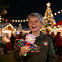 Baguettes lumineuses rotatives personnalisables pour fêtes d'Halloween : Père Noël fantôme, Bonhomme de neige, Sorcière, Cerf
