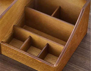 Caja de almacenamiento de cosméticos de madera, estante de almacenamiento de escritorio para tocador para baño/dormitorio, cepillo de escritorio, joyero, almacenamiento de cosméticos - Product Image 2