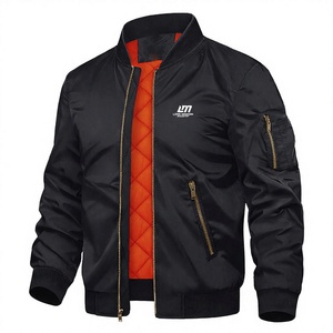 Blouson Bomber Noir pour Homme LONG MISSION INDUSTRY, Doublure en Nylon, Respirant, Coupe-Vent, Fermeture Éclair en Polyester, Col Mandarin - Product Image 1