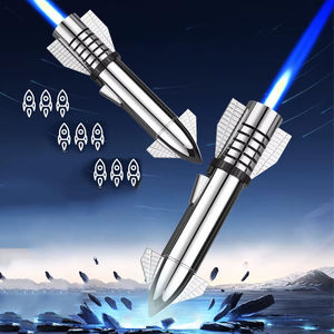 Rocket <b>Torch</b> Lighter Cigar Single Fire High Temperature <b>Rechargeable</b> Adjustable Flame Windproof BBQ Camping Gift - Product Image 5