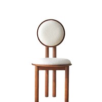 Chaise de salle à manger en tissu avec dossier rond, structure en bois massif, chaise de loisirs moderne pour la maison et le café