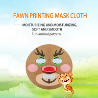 Masque facial en tissu végétal naturel Y154-8, motif personnalisable, visage de cerf, dessin animé mignon et amusant, pour enfants, hydratant et soignant la peau