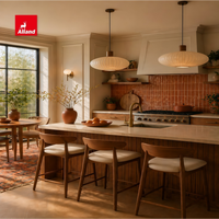 Armoire de cuisine Alland de qualité supérieure, style ferme moderne, en placage de chêne avec finition mélamine et étagères ouvertes pour maison personnalisée et chaleureuse