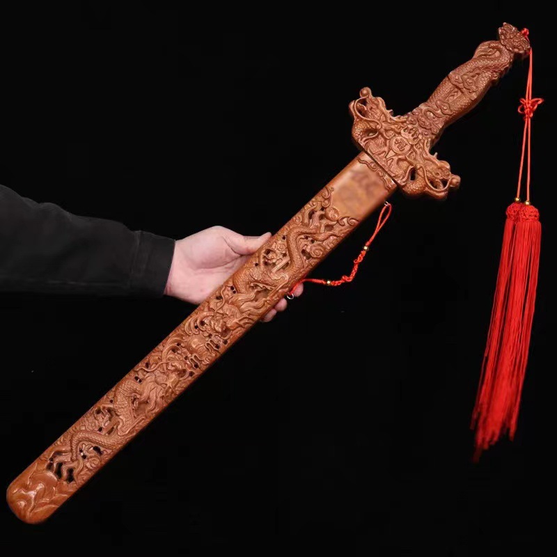 Peach wood sword 1m relief carving