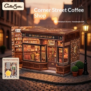 Kit di Montaggio in Legno CuteBee Caffetteria di Strada, Panetteria della Signora Hunter, Casa in Miniatura Fai-da-Te, Regalo di Natale - Product Image 1