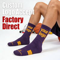 Chaussettes de basketball personnalisées Elite pour jeunes, pour tournois professionnels, en coton biologique peigné écologique, antibactériennes, compressives, antidérapantes, en tissu éponge