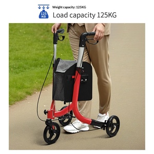 Lightweight Walker, Elderly Walking Aid, Rehabilitation Mobility Device, Anti-fall Foldable <b>Rollator</b> with Seat, Outdoor Exercise - Product Image 2