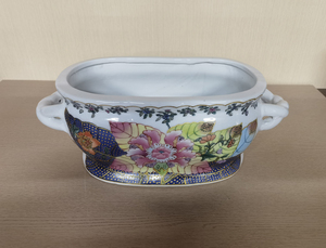 Alta calidad Qianlong Jingdezhen <span class=keywords><strong>pintado</strong></span> <span class=keywords><strong>a</strong></span> <span class=keywords><strong>mano</strong></span> patrón de hoja de tabaco maceta de escritorio maceta de porcelana china antigua - Product Image 2