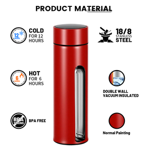 Bouteille d'eau intelligente en acier inoxydable écologique de 500 ml avec affichage de la température et couvercle LED, gobelet pour cadeaux d'affaires - Product Image 6