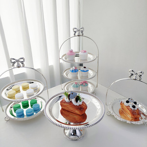 Plateau de luxe en métal argenté pour fruits et desserts, présentoir à gâteaux pour pâtisserie, fête, décoration de mariage - Product Image 3