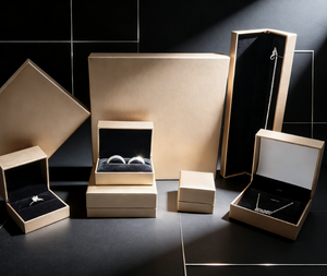 Kotak Perhiasan Sudut Siku Gaya Fashinal untuk Cincin, Kalung, dan Liontin Emas, Kemasan Mewah - Product Image 1