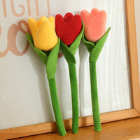 Bouquet de fleurs en peluche Kawaii avec vase souriant, tulipes et roses en peluche douces, amis animaux, cadeau parfait pour les enfants