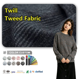 Tissu sergé bleu-noir en tweed, 30% <span class=keywords><strong>laine</strong></span>, 70% polyester, texture claire, tissé, pour la confection de manteaux et de vestes pour hommes - Product Image 1