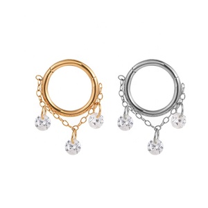 <span class=keywords><strong>Clicker</strong></span> de segment articulé en titane Fuxuan avec chaînes anneaux de nez G23 bijoux de corps en titane anneau de clic - Product Image 1