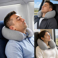 Oreiller de voyage en forme de U rechargeable, à remplir avec des vêtements, taille moyenne/grande |   Sac de rangement pour oreiller d'avion, pratique pour les voyages