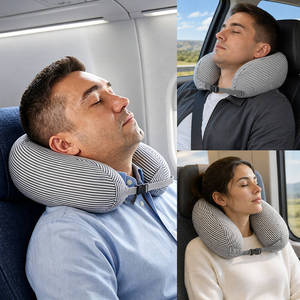 Oreiller de voyage en forme de U rechargeable, à remplir avec des vêtements, taille moyenne/grande |   Sac de rangement pour oreiller d'avion, pratique pour les voyages - Product Image 5