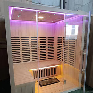 Precio de fábrica Sala de sauna Sauna de vapor Capacidad de bañera de hidromasaje Diseño moderno con luces Bañera de madera de cedro rojo Madera al aire libre - Product Image 4
