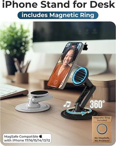 Mag360 Magnetic <b>Phone</b> <b>Stand</b> <b>for</b> <b>Desk</b> <b>Stand</b> <b>for</b> iPhone 17 360° Rotating Adjustable, Foldable Portable Strong Magnet - Product Image 3